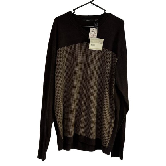 Claiborne Mens XXL Brown Sweater Houndstooth Pattern V-Neck NWT Gift - Picture 7 of 7